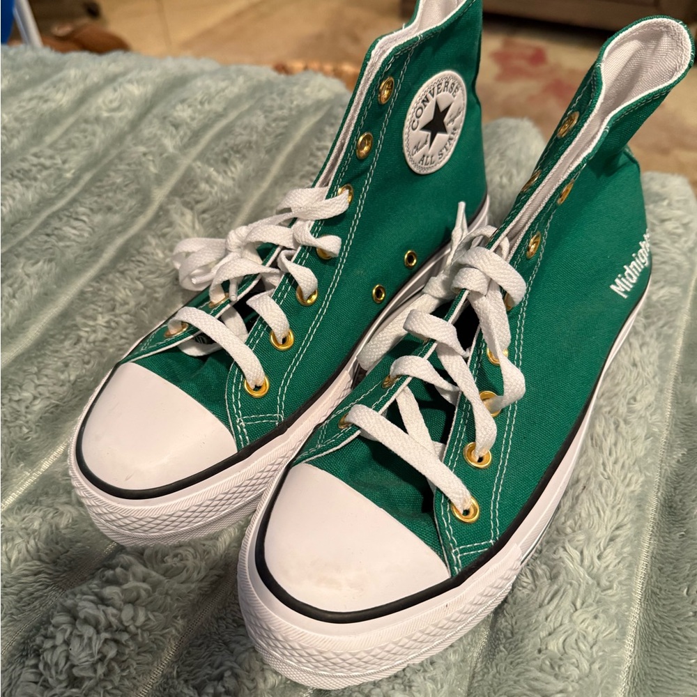 Taylor swift inspired Converse Green and White High-Top Sneakers Classic Design